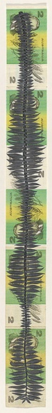 Artist: b'HALL, Fiona' | Title: b'Araucaria bidwillii - Bunya pine (Australian currency)' | Date: 2000 - 2002 | Technique: b'gouache' | Copyright: b'\xc2\xa9 Fiona Hall'