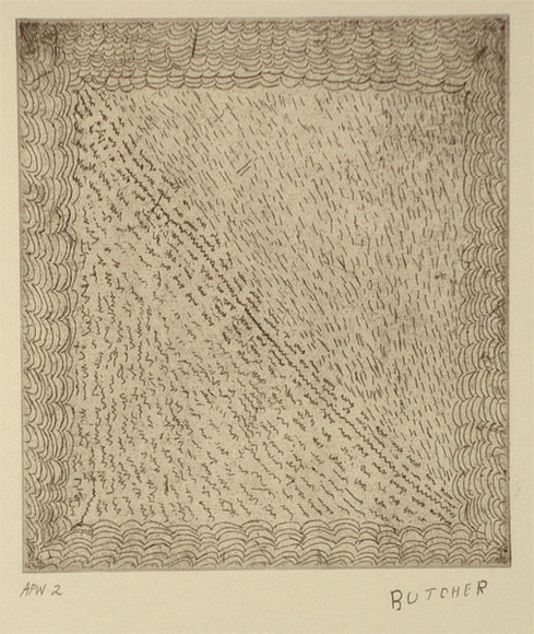 Artist: b'Cherel, Kumanjayi (Butcher).' | Title: b'Fallen sticks and leaves' | Date: 1994, October - November | Technique: b'etching, printed in black ink, from one plate'