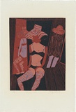 Artist: WALKER, Murray | Title: Karen and mirror. | Date: 1969 | Technique: linocut, printed in colour, from multiple blocks