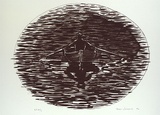Artist: Jones, Tim. | Title: not titled [figure rowing boat] | Date: 1994 | Technique: lithograph, printed in burnt sienna ink, from one stone