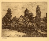 Artist: b'Stockfeld, R.H.' | Title: b'Captain Cooks cottage' | Date: c.1935 | Technique: b'etching, printed in black ink, from one plate'