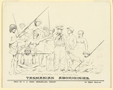 Artist: b'Duterrau, Benjamin.' | Title: b'Tasmanian Aborigines (The Conciliation).' | Date: c.1890 | Technique: b'photo-lineblock, printed in black ink'