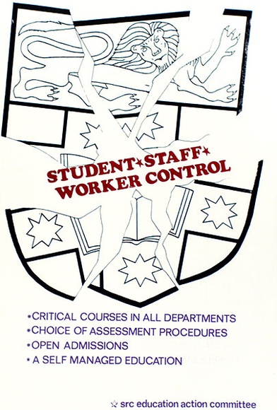 Artist: b'Lewis, Steve.' | Title: b'Student | staff | worker control' | Date: 1977 | Technique: b'screenprint, printed in colour, from two stencils'