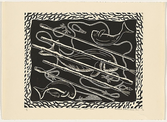 Title: Torres Strait today | Date: c.1993 | Technique: linocut, printed in black ink, from one block