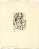 Artist: b'WALKER, Murray' | Title: b'Old Mears with walking stick' | Date: 1962 | Technique: b'drypoint, printed in black ink, from one plate'