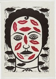 Artist: Klein, Deborah. | Title: S.W.A.K. | Date: 1997 | Technique: linocut, printed in red and black ink, from two blocks