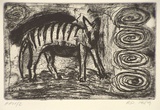 Artist: Daw, Robyn. | Title: not titled [tiger with swirls] | Date: 1989, November | Technique: etching, printed in black ink, from one plate