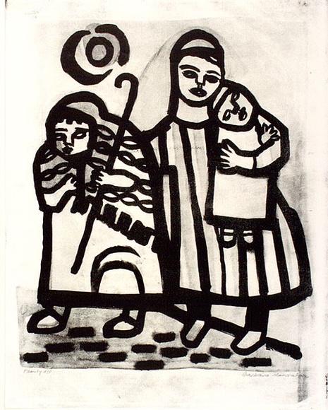Artist: b'HANRAHAN, Barbara' | Title: b'Family' | Date: c.1960 | Technique: b'lithograph, printed in black ink, from one stone'