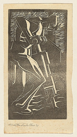 Artist: b'Walker, Ralph Trafford.' | Title: b'(Man with a jack hammer I)' | Date: 1937 | Technique: b'linocut, printed in black ink, from one block'