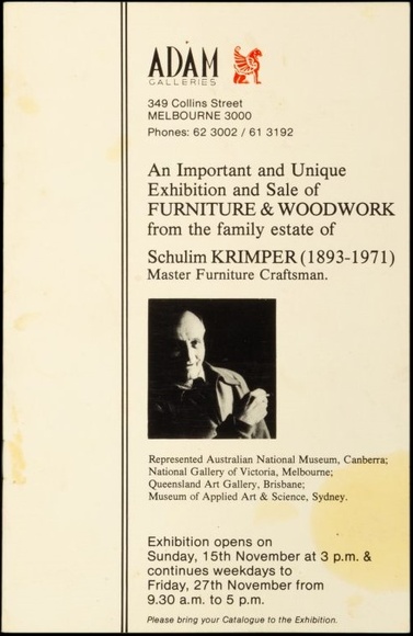 An important and unique exhibition and sale of furniture & woodwork from the family estate of Schulim Krimper I1893-1971)