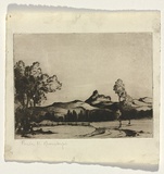 Artist: Rosenstengel, Paula. | Title: Mt Warning, Tweed Valley NSW | Date: c.1935 | Technique: drypoint, printed in greenish black ink, from one plate