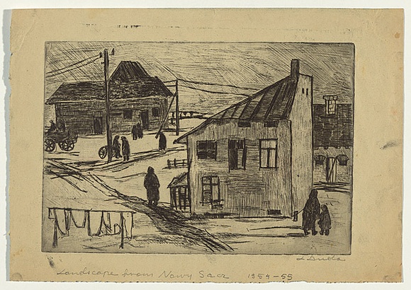 Artist: b'Groblicka, Lidia.' | Title: b'Landscape from Nowy Sacz' | Date: 1954-55 | Technique: b'etching, printed in black ink, from one plate'