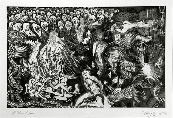 Artist: b'Sheehan, Kevin.' | Title: b'The Passion of James.' | Date: 1985 | Technique: b'aquatint and etching, printed in black ink, from one plate'
