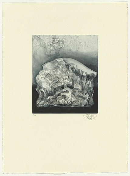 Artist: b'SCHMEISSER, Jorg' | Title: b'Chunk' | Date: 1998 | Technique: b'etching, printed in blue/black ink, from one plate' | Copyright: b'\xc2\xa9 J\xc3\xb6rg Schmeisser'