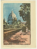 Artist: b'Allport, C.L.' | Title: bSt. Peter's, Rome. | Date: 1929 | Technique: b'linocut, printed in colour, from multiple blocks'