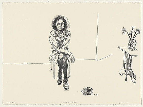 Artist: b'Miller, Lewis.' | Title: b'Portrait of Mary Ellen Hill' | Date: 1989 | Technique: b'lithograph, printed in black ink, from one stone' | Copyright: b'\xc2\xa9 Lewis Miller. Licensed by VISCOPY, Australia'