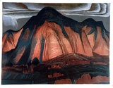Artist: GRIFFIN, Murray | Title: Burning mountain | Date: 1966 | Technique: linocut, printed in colour, from multiple blocks