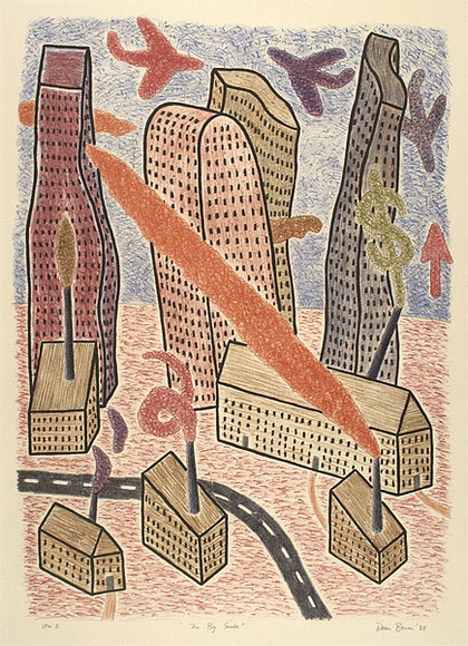 Artist: b'Bowen, Dean.' | Title: b'The big smoke' | Date: 1988 | Technique: b'lithograph, printed in colour, from multiple stones'