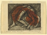 Artist: b'Cilento, Margaret.' | Title: b'Tumbler.' | Date: 1947 | Technique: b'engraving, printed in black ink, from one plate; colour applied by stencil'