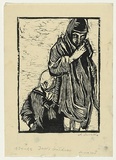 Artist: b'Groblicka, Lidia.' | Title: bJew's children | Date: 1954-55 | Technique: b'linocut, printed in black ink, from one block'