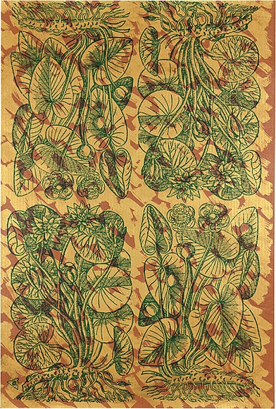 Artist: b'REDBACK GRAPHIX' | Title: b'Wrapping paper: Gold' | Date: 1986 | Technique: b'screenprint, printed in colour, from three stencils'