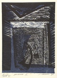 Artist: b'Marshall, Jennifer.' | Title: b'Parterre V' | Date: 1990 | Technique: b'woodcut and linocut, printed black and blue ink, from two blocks'