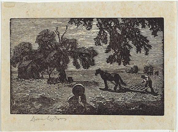 Artist: b'LINDSAY, Lionel' | Title: b'Harrowing, Windsor, N.S.W.' | Date: 1923 | Technique: b'wood-engraving, printed in black ink, from one block' | Copyright: b'Courtesy of the National Library of Australia'