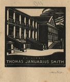 Artist: FEINT, Adrian | Title: Bookplate: Thomas Januarius Smith. | Date: (1932) | Technique: wood-engraving, printed in black ink, from one block | Copyright: Courtesy the Estate of Adrian Feint