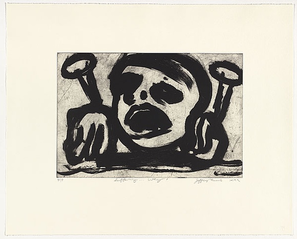 Artist: b'Harris, Jeffrey.' | Title: b'Suffering why?' | Date: 1999 | Technique: b'sugar-lift etching, printed in black ink, from one plate'