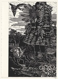 Title: View of Geelong toward great, great grandmother Stinton's garden - Panel 1 | Date: 2007 | Technique: linocut, printed in black ink, from one block