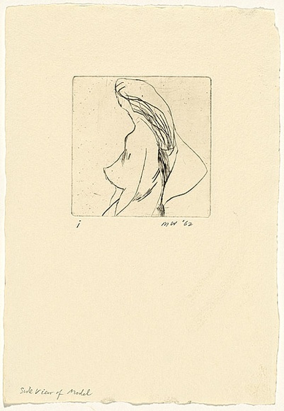 Artist: b'WALKER, Murray' | Title: b'Side view of model' | Date: 1962 | Technique: b'drypoint, printed in black ink, from one plate'