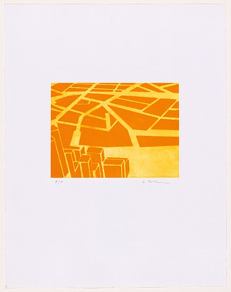 Artist: b'Forthun, Louise.' | Title: b'The yellow still-life.' | Date: 2001 | Technique: b'etching and aquatint, printed in yellow ink, from one copper plate'