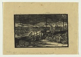 Artist: Groblicka, Lidia. | Title: Landscape with cart | Date: 1955-56 | Technique: woodcut, printed in black ink, from one block
