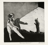 Artist: b'BALDESSIN, George' | Title: b'Personage and monument.' | Date: 1964 | Technique: b'etching and aquatint, printed in black ink, from one plate'