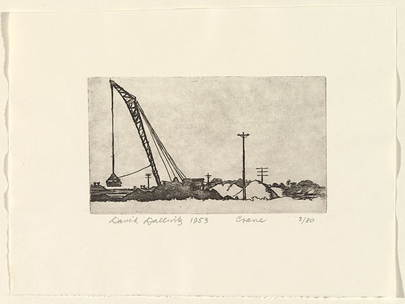 Artist: b'Dallwitz, David.' | Title: b'Crane.' | Date: 1953 | Technique: b'etching, printed in black ink, from one plate'