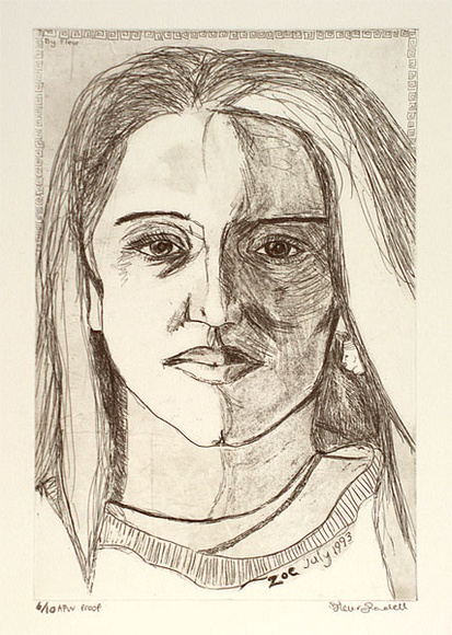 Artist: b'Randell, Fleur.' | Title: b'not titled [Zoe]' | Date: c.1994 | Technique: b'etching, printed in black ink, from one stone'