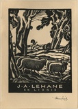 Artist: FEINT, Adrian | Title: Bookplate: J.A. Lehane. | Date: (1935) | Technique: wood-engraving, printed in black ink, from one block | Copyright: Courtesy the Estate of Adrian Feint