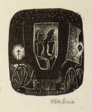 Artist: OGILVIE, Helen | Title: not titled [Two women in horse drawn cab at night - a wood engraving used for an illustration on Page 21 of Flinders lane, Re | Date: (1947) | Technique: wood-engraving, printed in black ink, from one block