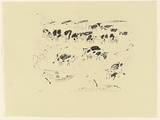 Artist: b'MACQUEEN, Mary' | Title: b'Cows in the meadow 2' | Date: 1980 | Technique: b'lithograph, printed in colour, from multiple plates; in black and purple ink' | Copyright: b'Courtesy Paulette Calhoun, for the estate of Mary Macqueen'