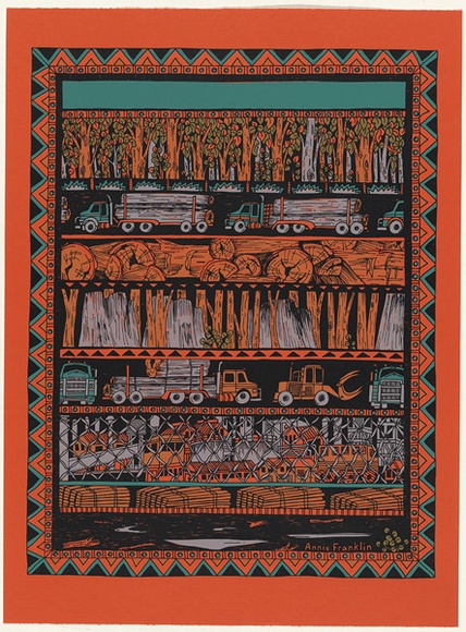 Artist: b'Franklin, Annie.' | Title: b'Operation woodchip.' | Date: (1988) | Technique: b'screenprint, printed in colour, from multiple stencils'