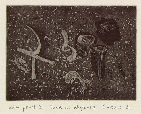 Artist: b'Gurvich, Rafael.' | Title: b'Javanese memories 2' | Date: 1981 | Technique: b'etching and aquatint, printed in black ink, from one plate' | Copyright: b'\xc2\xa9 Rafael Gurvich'