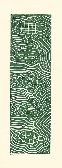 Artist: b'Clarmont, Sammy.' | Title: b'Turtles swimming [6]' | Date: 1997 | Technique: b'linocut, printed in colour, from one block'