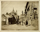 Artist: b'LINDSAY, Lionel' | Title: b'Jamieson Street, Sydney.' | Date: 1936 | Technique: b'etching, aquatint and foul biting, printed in brown ink with plate-tone, from one plate' | Copyright: b'Courtesy of the National Library of Australia'