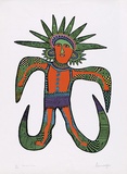 Artist: b'Kauage, Mathias.' | Title: b'Barrasut man [Parachutist]' | Date: 1977 | Technique: b'screenprint, printed in colour, from five stencils'