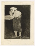 Artist: b'WILLIAMS, Fred' | Title: b'Washing' | Date: 1955-56 | Technique: b'etching, aquatint, engraving and rough biting, printed in black ink, from one copper plate; ink additions' | Copyright: b'\xc2\xa9 Fred Williams Estate'