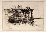 Artist: b'Baldwinson, Arthur.' | Title: b'Stone steps, Port Augusta.' | Date: 1930 | Technique: b'etching and aquatint, printed in dark brown ink with plate-tone, from one copper plate'