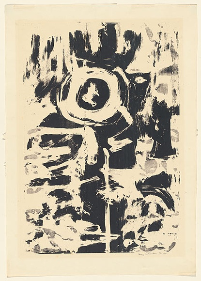 Artist: b'Salkauskas, Henry.' | Title: b'Winter landscape' | Date: 1961 | Technique: b'screenprint, printed in black ink, from one screen' | Copyright: b'\xc2\xa9 Eva Kubbos'