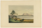Artist: Angas, George French. | Title: Waungerri Lake and the Marble Range. | Date: 1846-47 | Technique: lithograph, printed in colour, from multiple stones; varnish highlights by brush