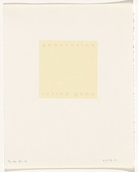 Artist: b'Burgess, Peter.' | Title: b'generation: retina gone.' | Date: 2001 | Technique: b'computer generated inkjet prints, printed in colour, from digital files'