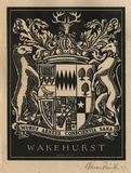 Artist: b'FEINT, Adrian' | Title: b'Bookplate: Wakehurst.' | Date: (1938) | Technique: b'wood-engraving, printed in black ink, from one block' | Copyright: b'Courtesy the Estate of Adrian Feint'